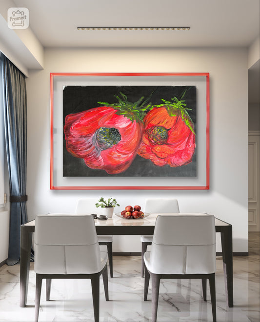 Acrylic flowers painting on canvas