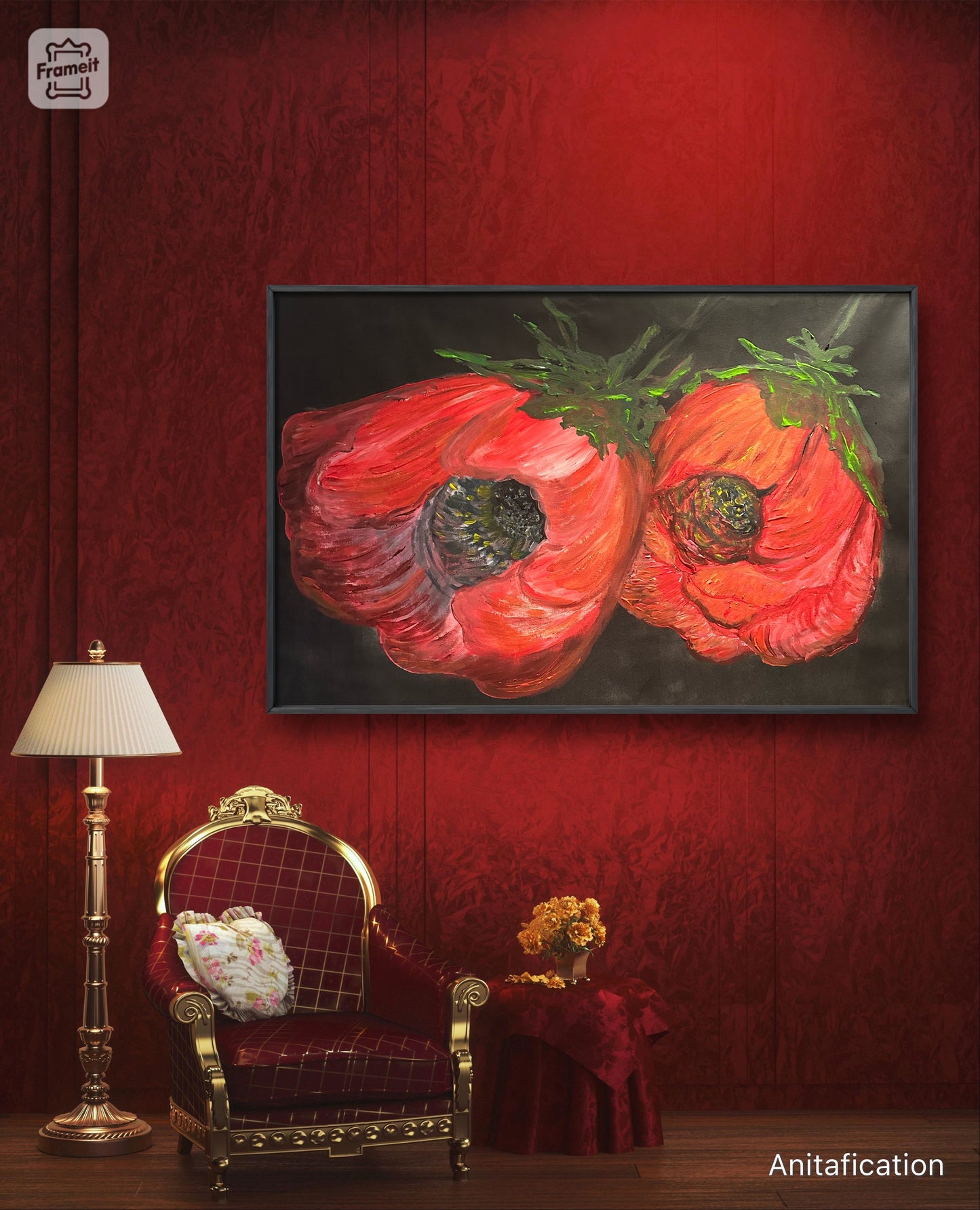 Acrylic flowers painting on canvas