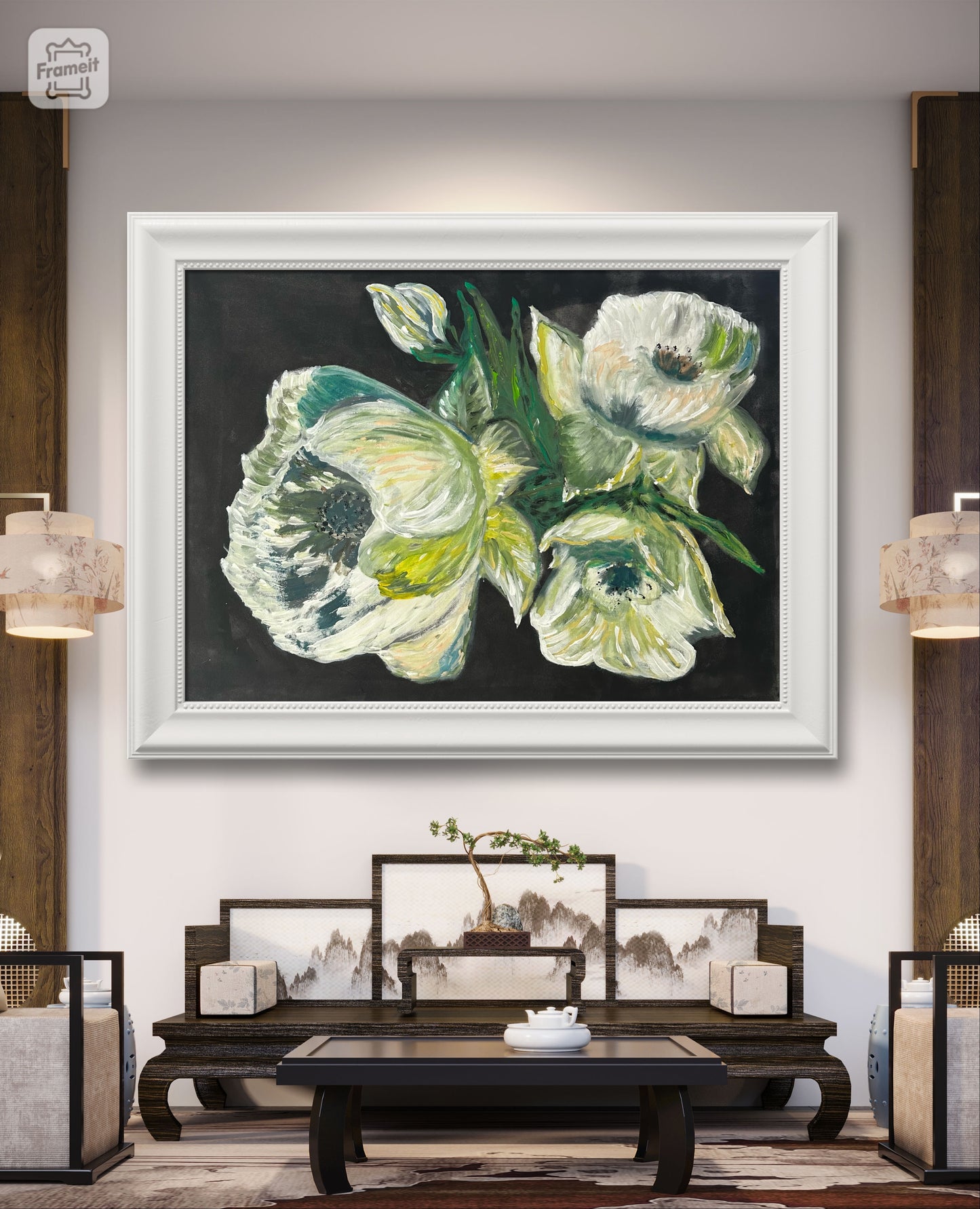 Acrylic abstract flowers painting